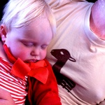 Sleeping on Dad on the flight home