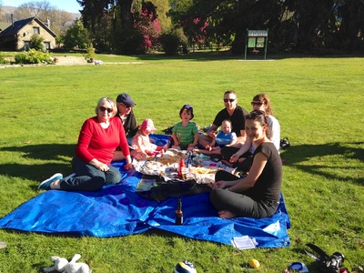 Tasty fish and chips in a pretty park near the timeshare