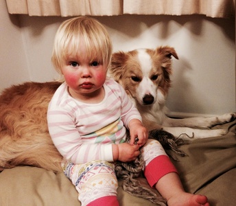 Happy to have her buddy home again.