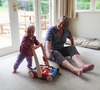 Olive with her early birthday present from Nan and Grandad!