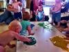 Getting down paint dirty with the space kids. Wasn't to sure about gooply paint under foot.