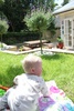 Just enjoying another blue and sunny day on our grass. sigh….