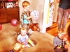 Hanging with her mates at Jess's birthday BBQ.