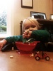 We have spoon action! Some great scooping with morning porridge.