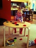 Olive gets a new table and chairs! After her nap (3hours amazing!!!) she sat on it for a good 40mins having her afternoon tea, apples and yoghurt. She loves it, still needs help getting up on the chair and loves pushing them in too.