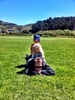 With our house guests and a gorgeous blue sky morning and no bungys we headed to our park for some playground action and a mini cafe picnic on the grass.