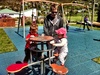 With our house guests and a gorgeous blue sky morning and no bungys we headed to our park for some playground action and a mini cafe picnic on the grass.