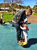 With our house guests and a gorgeous blue sky morning and no bungys we headed to our park for some playground action and a mini cafe picnic on the grass.