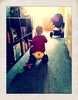 Olive's latest obsession. 'Beeee' 'help' so we tied buzz bee to the handle bar and he just cruzes along with Oli.