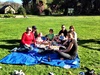Fish and Chips and Bubbles at a picturesque park near the timeshare.