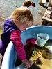 A lovely 21 degree day so we were outside playing with bright green water. Got really interested in pouring from one container to another. Loved the sandpit too, is it nearly that time of year? Could summer be around the corner?