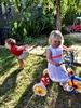 Bubbles and bike fun outside