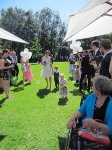 Olive walking down the Aisle with cough Ali, well sort of.