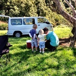 Showing the kids how the water carrier works