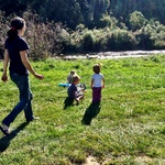 We tried out the kite, but there wasn't enough wind