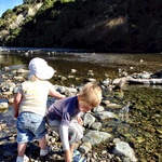 Throwing rocks in the stream