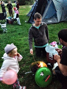 Toasting marshmallows!