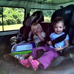 Olive and Violet loved playing in the Van (or Bus as Anthony called it)