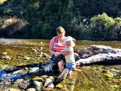 Paddling in the surprisingly warm water