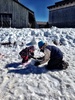 Making her first snowman