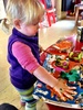 Got into painting on her hands and hand printing everything in sight. Doing a lot better sitting at morning tea and taking her lunchbox back to the trolley when she finished.