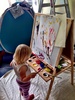 With a week of rain and another forecast we are bring out the big guns. After olive helped paint a test pot for pixels room, we extended it to her paint. Olive loved painting her hands (as it tickles!) and making hand prints.