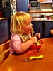 She may not always use her fork but when M&D had chopsticks, she just had to have some! She proved us wrong, and managed to eat a lot of her noodle dish with her sticks! I wonder how Asian kids learn to use chopsticks?