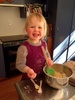 Flying 12 hours solo! We had a ball. One of the twelve hours: Iris slept under the gym and olive and I made muffins. Olive is getting a lot better at sifting flour and was really careful with spooning out the mixture. A blueberry for each muffin!