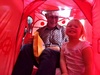 Grandad's head on the bus goes out and in...