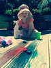 Mummy is getting into experiments with olive! Had fun with colorful baking soda and vinegar on a warm day.