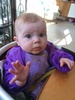 Our little muncher. Loves anything which is sweet. Drops her spoon when more is on its way. Seems to be enjoying eating!