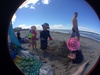 Iris's first visit to the beach! Mummy and daddy braved the water, the kids just enjoyed making sand castles.