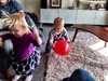 Olive loved the balloon play with Anthony and dessert at Lucy's first birthday. Olive and the three boys (Zac, Harry, Anthony) played nicely in Zac's room until Olive decided throwing is great fun. Who said girls can't throw?...
