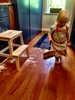 8am the birthday cake baking begins. Olive was into every part of it, mixing, messing and sweeping. The pressure mounts.