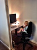 My office nook is slowing taking shape. Lights? Wallpaper? Shelves? Desk? Still a wee way to go! Olive enjoyed 'working' in mama's chair.