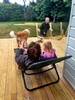 Relaxing on the new deck as it's being built. Hanging with the peck grandparents.