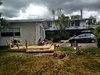 Relaxing on the new deck as it's being built. Hanging with the peck grandparents.