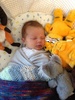 To wake up Iris this morning, Olive showered her with 'baby' soft toys.