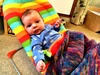 Look who's moved up to the bouncer! And then asleep in the bouncer. Definitely something Olive never did!