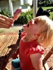 The sun was finally shining again do we went to the park for ice cream and a kick around.