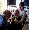 Olive becomes a bumble cat thanks to Catherine at Alex's birthday party.
