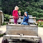 On the tractor with Ben and Alex