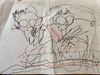 Olive has started to show interest in letters and words while we are reading books and wants to copy our letter shapes. Her drawings of people have started to have round hands and eyes and lots of hair and we love drawing with two pens at a time. The sun has made a few appearances too.