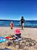 Super hot day again. So we hit the beach for a dip and picnic. Both girls braved the water and it was quite pleasant. I'm always blown away by the lake with the the 'mountain of ice cream' (olive) in the back drop. Stunning.