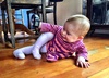 Iris's favourite position. Lying on her side with one leg over the other.