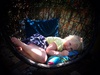 After a longer day at KCC than normal and lots of busying herself around the garden, Olive got some cushions and curled up in her cocoon. While daddy nailed the deck, Iris had a snooze & mummy did some gardening.