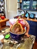 With Iris on antibiotics, Olive had conjunctivitis and it pouring down, it was a home day of a thousand activities. Olive and I baked a kumara cake (Delish) and her baking skills are really coming along as she can fill cups perfectly and sifted them too. I said Olive could lick the bowl and the next minute her whole head was in it. Olive dressed Iris up and they had some lovely moments, especially when O wanted to hold Iris's other hand to help her walk. A very caring big sis.