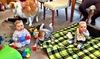 A fun catch up at Granny and Poppas. The 3 babies slept while the 3 big kids had big kid time, then the babies had a play. Olive and Violet had fun colouring in the same picture.