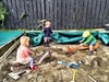 Karori Playcentre has slowly been doing up the playground, which is looking great! Still lots to do! First time Olive really got into exploring it, loved the hilly slide. She was buzzing around trying everything!