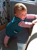 We love to stand. Our little legs are very shaky but it is a thrill to be up. Our favourite tricks are escaping outside and standing at the bath to watch big sister.